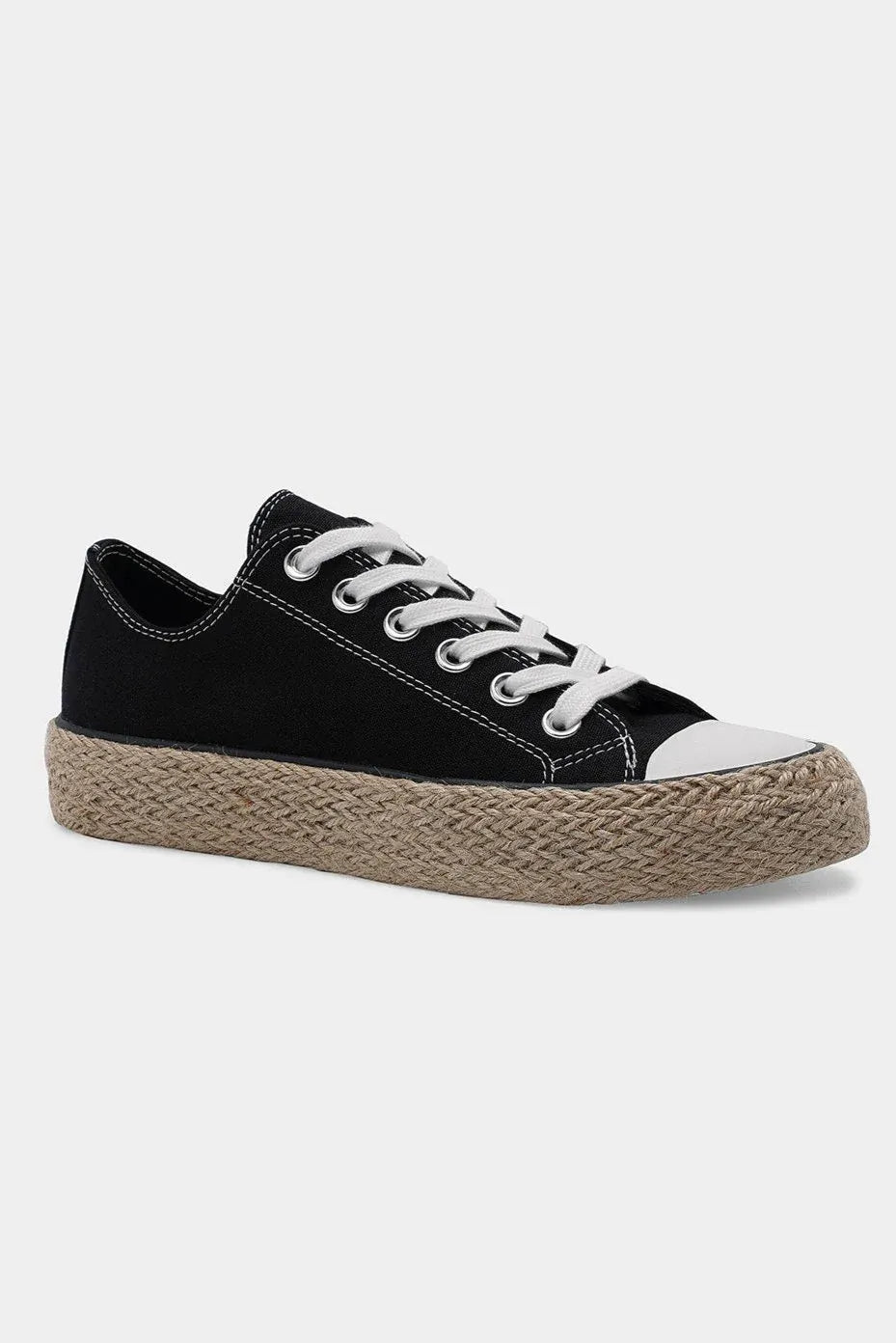 Beast Fashion Lace Up Woven Espadrille Sole Sneakers - Ladyez