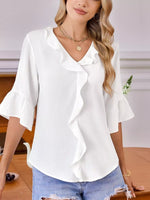 Ruffled Flounce Sleeve Blouse
