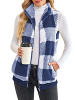 Full Size Color Block Zip Up Vest Coat Plus Size
