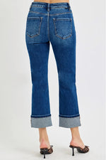 RISEN Full Size High Rise Ankle Straight Cuffed Jeans Plus Size - Ladyez