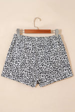 Leopard Print Tassel Drawstring Casual Denim Skort