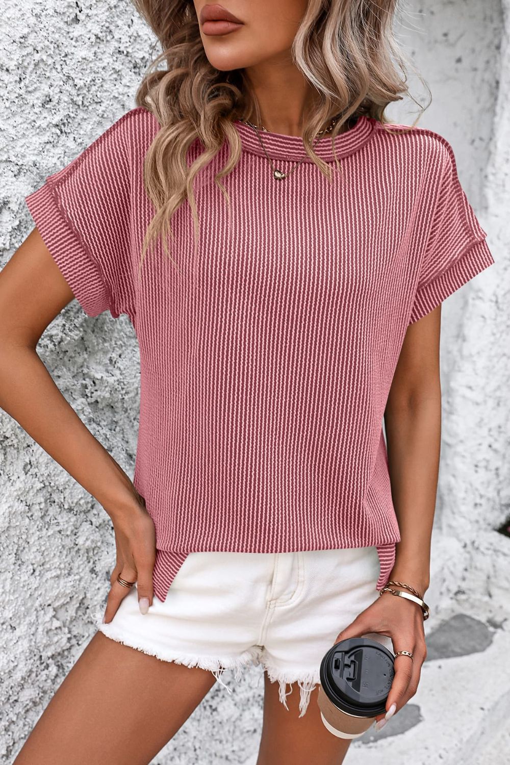 Mandy Striped Round Neck Short Sleeve T-Shirt - Ladyez
