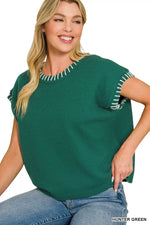 Zenana Stitch Detailed Oversize Sweater