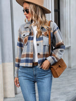 Plaid Oversized Button-Up Cropped Jacket