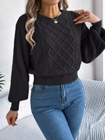 Cable Knit Diamond Pattern Long Sleeve Sweater