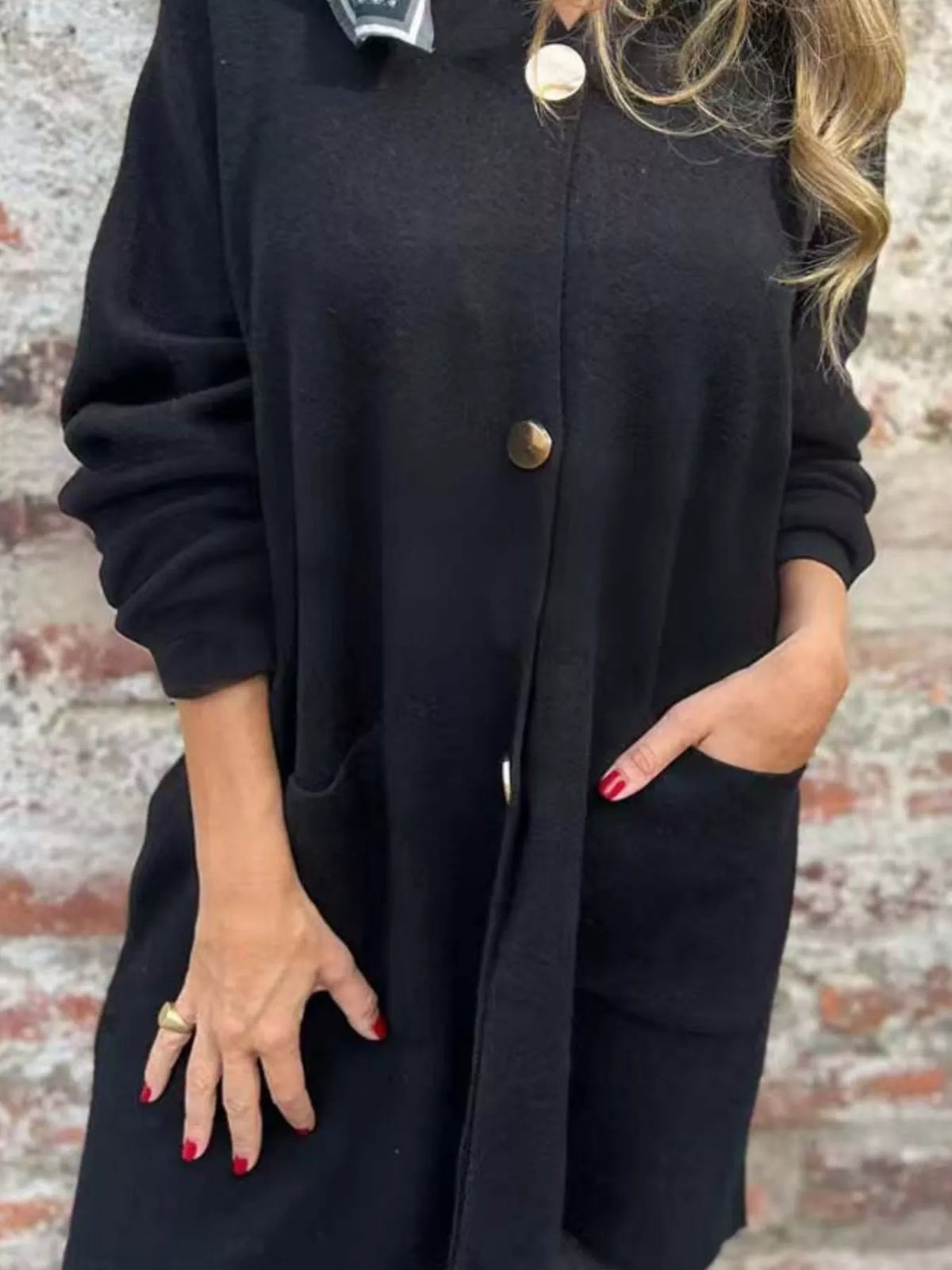 Full Size Button-Down Long Sleeve Cardigan Plus Size