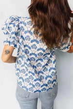 Floral Print Puff Sleeve Blouse