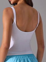Scoop Neck Active Tank with Detachable Chest Pads - Ladyez