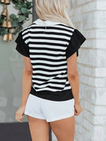 Striped Ruffled Sleeve Blouse