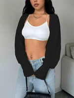 Cropped Knit Open Front Cardigan