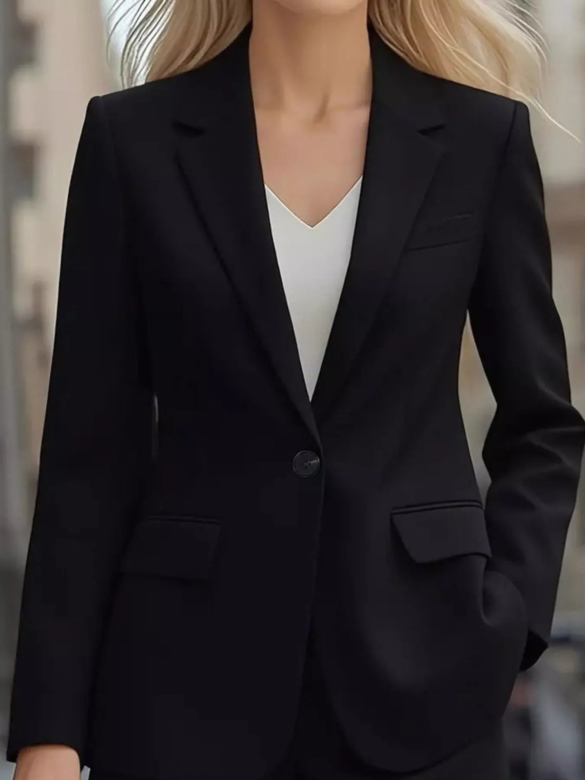 Lapel Collar One Button Blazer
