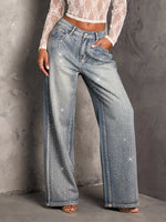 Rhinestone Wide-Leg Jeans