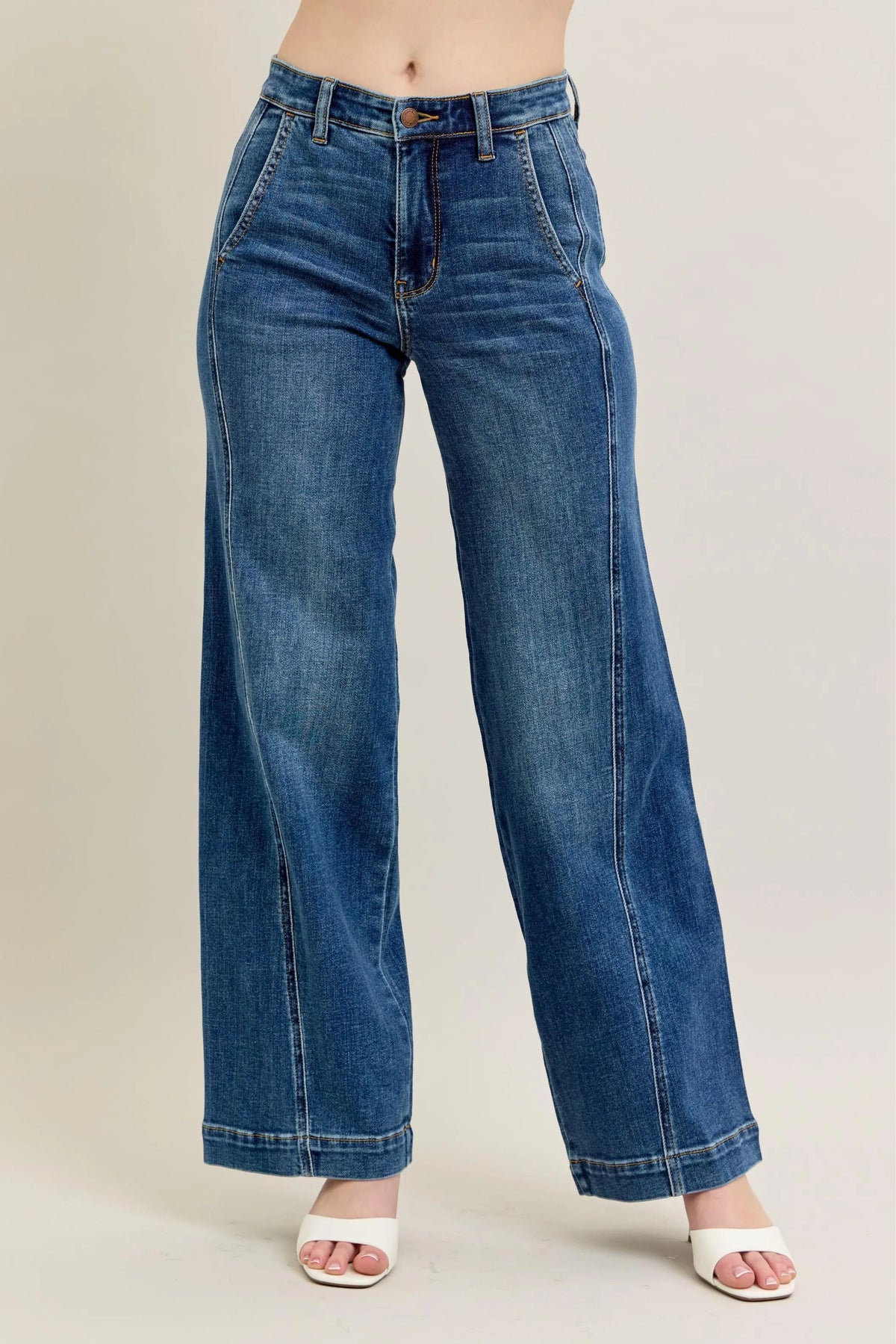Judy Blue Full Size High Waist Wide Leg Jeans Plus Size - Ladyez