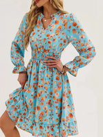 Floral Print Flounce Sleeve Ruffle Hem Dress