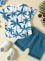 Children's Tropical Banana Print Casual Tee and Shorts Set