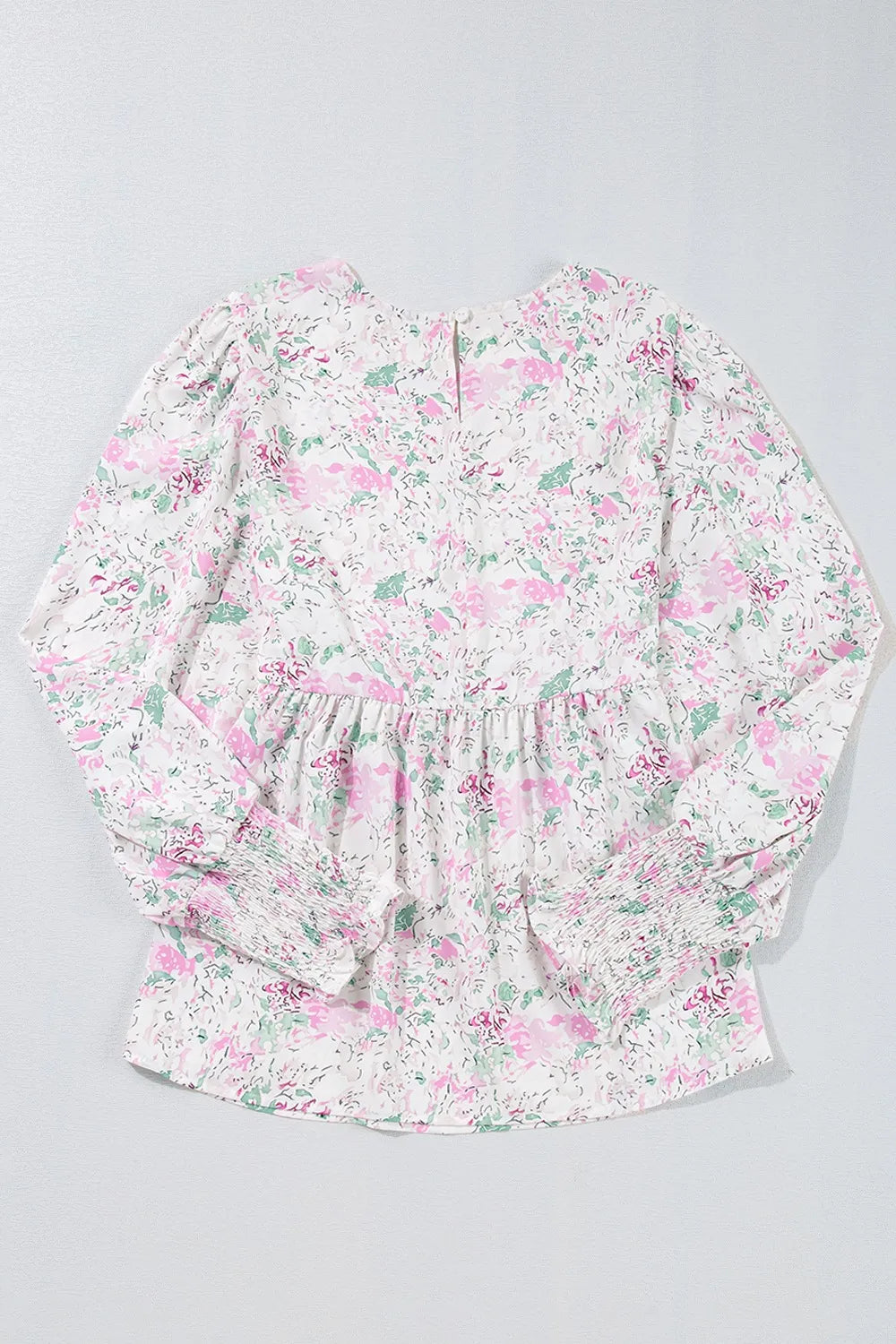 Printed Round Neck Long Sleeve Blouse