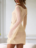 Cutout Lace-Up Long Sleeve Cover Up - Ladyez