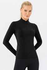 Mock Neck Quarter Zip Active T-Shirt - Ladyez