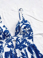 Floral Print V-Neck Tiered Mini Dress
