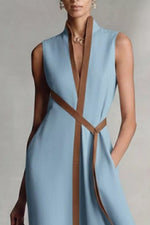 Sleeveless Contrast Trim Midi Dress