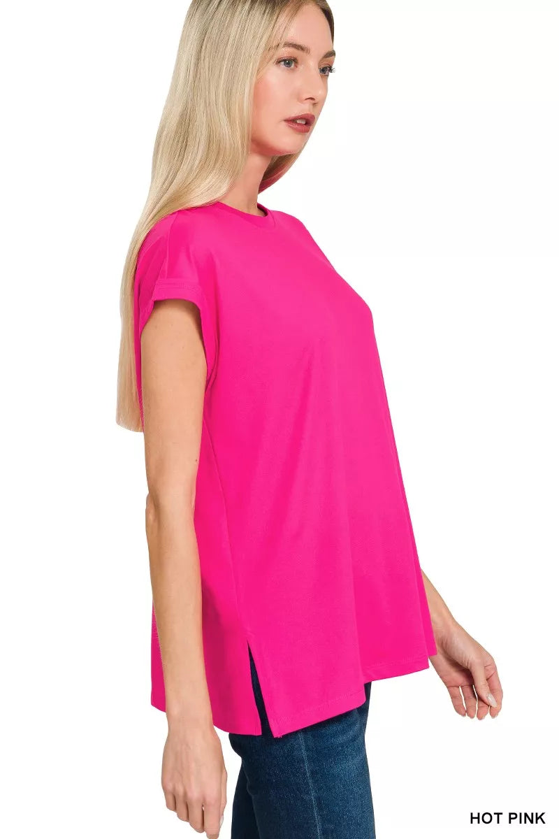 Zenana Brushed Dty Microfiber Top & Biker Shorts