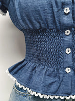 Smocked Short Sleeve Blouse
