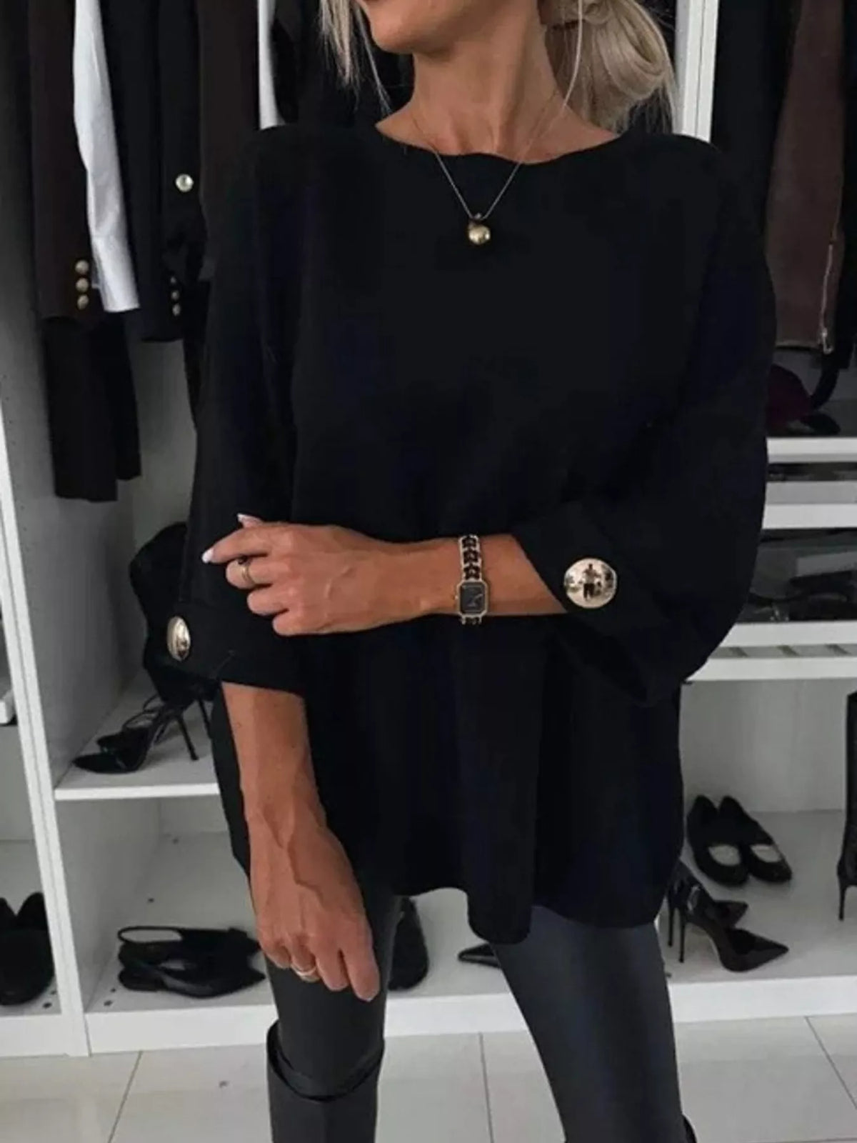 Full Size Round Neck Drop Shoulder Top with Ribbed Trim Plus Size