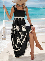Smocked Bodice Colorful Print Tank Dress