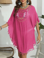 Tassel Crochet Round Neck Cover-Up - Ladyez
