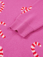 Christmas Candy Cane Holiday Drop Shoulder Sweater