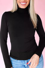Slim Fit High Neck Long Sleeve Basic Top