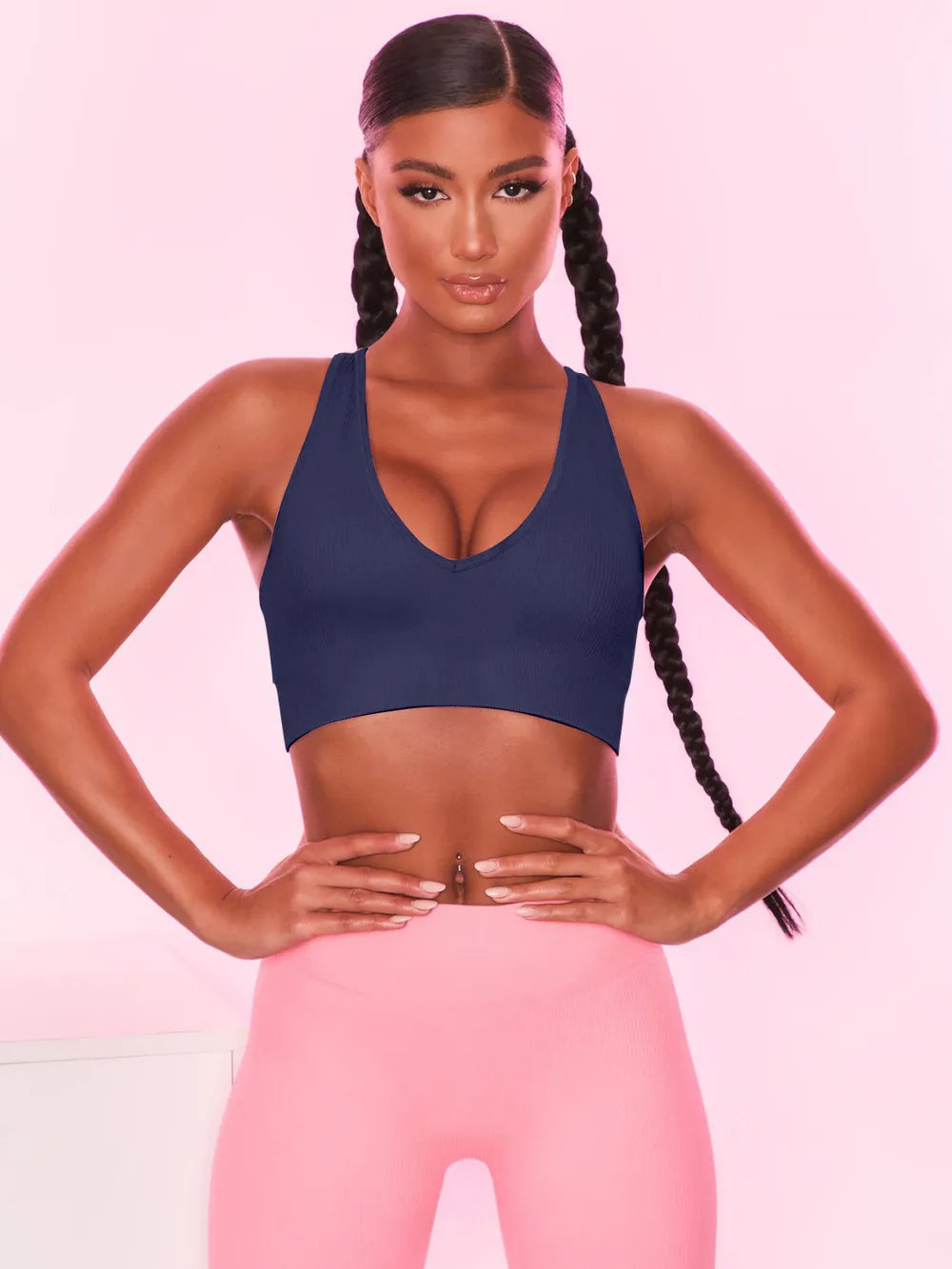 Scoop Neck Wide Strap Active Bra - Ladyez
