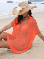 Hollow Out Collared Neck Cover-Up - Ladyez