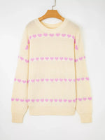 Heart Pattern Valentine Ribbed Knit Sweater