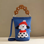 Bucket Crossbody Bag with Beaded Handle