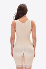 Full Size Lace Trim Shapewear with Zipper - Ladyez