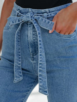 High-Waisted Tied Flare Jeans