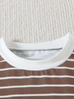 Children's Striped Color Block Casual Top and Shorts Set