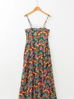 Floral Print Thin Straps High Waist Maxi Dress - Ladyez