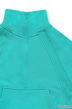 Zenana Fleece Half Zip Kangaroo Pocket Sweatshirts