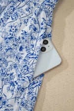 Floral Print Knot Straps High Waist Flared Maxi Dress