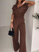 Cargo Pocket Zipper Front Jumpsuit