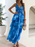 Tie-Dye Ruffled Layered Maxi Dress