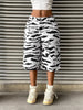 Zebra Print Wide Leg Denim Capris
