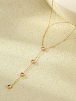 18K Gold-Plated Stainless Steel Zircon Y-Drop Necklace