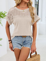 Lace-Trimmed Round Neck T-Shirt