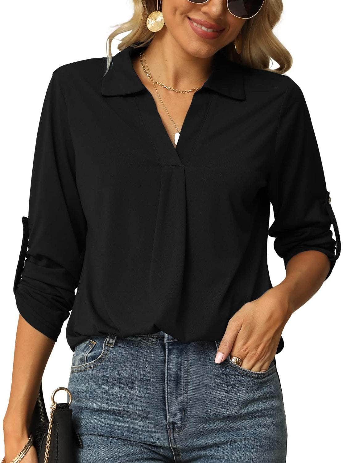 Johnny Collar Long Sleeve T-Shirt - Ladyez