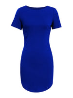 Round Neck Short Sleeve Mini Tee Dress