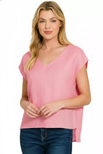 Zenana Linen V-Neck Sleeveless Top