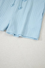 Summer Ribbed Sleeveless Drawstring Romper